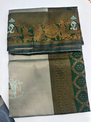 Julee Self Design Banarasi Pure Silk Saree(Brown)