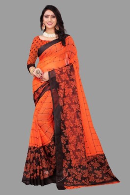 RUNAYA NX Printed Mysore Georgette Saree(Orange)