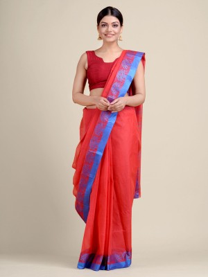 Tant Boutique Woven Tant Pure Cotton Saree(Red)