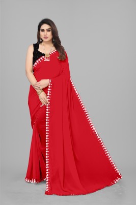 Manan Creation Embellished Bollywood Georgette Saree(Red)