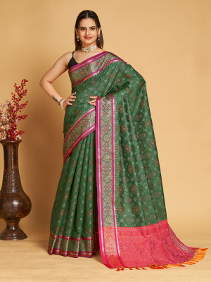 ORNITA BOUTIQUE Woven Banarasi Pure Silk Saree(Green)
