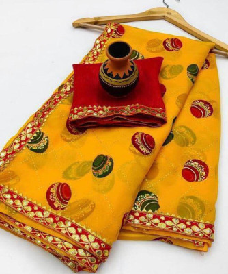 harshit designer Printed Bandhani Georgette Saree(Multicolor)