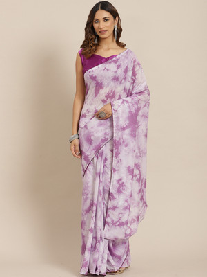 Divastri Printed Bollywood Polyester Saree(Purple)
