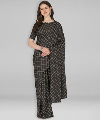 Divastri Embroidered, Checkered Bollywood Silk Blend Saree(Black)