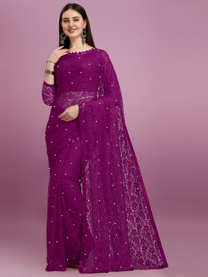 Croza Self Design Bollywood Net Saree(Multicolor)