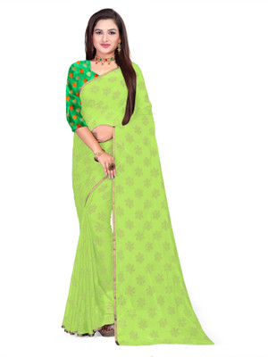 Aardiva Printed Daily Wear Chiffon Saree(Light Green)