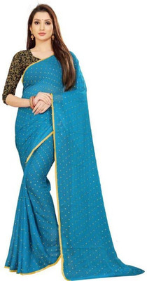 Florono enterprise Self Design Bollywood Chiffon Saree(Blue)