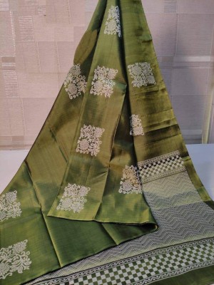 LADY SHOPI Self Design Banarasi Pure Silk Saree(Green)