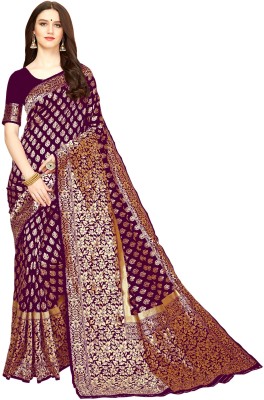 Kedar Fab Woven, Self Design Banarasi Jacquard Saree(Multicolor)