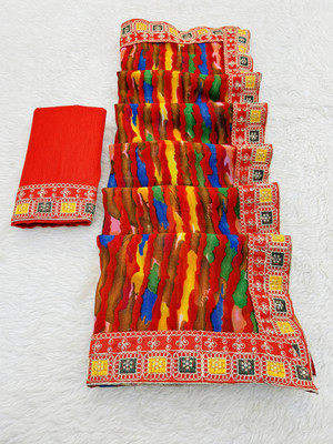 Pemal Designer Printed Bollywood Georgette Saree(Multicolor)