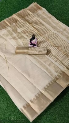 Saaransh Woven Kanjivaram Art Silk, Pure Cotton Saree(Beige)