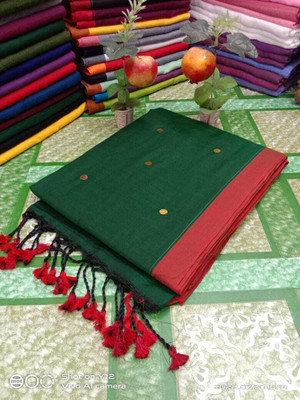 Abharani Saree Kuthir Woven Bollywood Pure Cotton Saree(Multicolor)