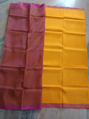 GRUHA LAKHSMI SAREES Woven Mangalagiri Handloom Cotton Silk, Jute Silk Saree(Yellow)