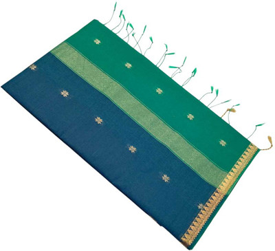 sri amman sarees Woven Maheshwari Cotton Silk Saree(Orange)