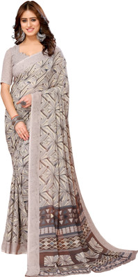 Priyashi Floral Print Bollywood Georgette Saree(Brown)