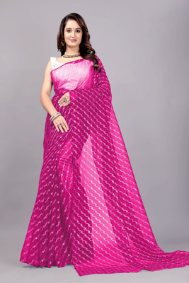 SROLY Printed Bollywood Net Saree(Pink)