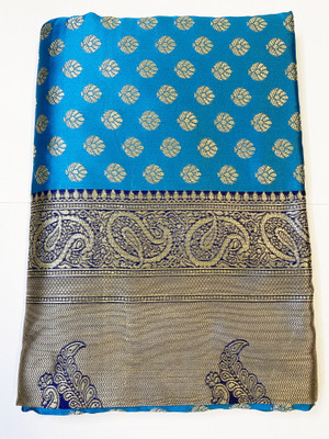 Udefine Woven Banarasi Silk Blend Saree(Dark Blue)