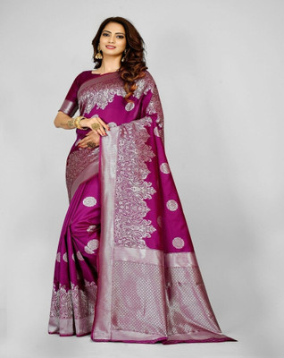SWAMI STUDIO Self Design Banarasi Art Silk Saree(Magenta)