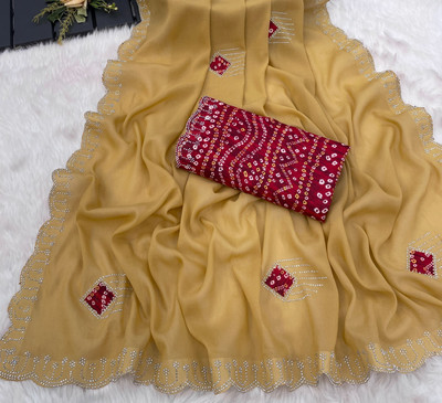 Ethina Fashion Embroidered Bollywood Georgette Saree(Pink)