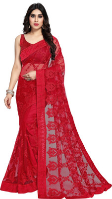 vairagee Embroidered Bollywood Net Saree(Red)