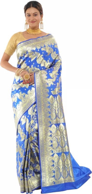 HouseOfCommon Printed Banarasi Jacquard Saree(Blue)