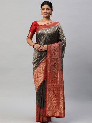 Divastri Woven Kanjivaram Silk Blend Saree(Dark Blue)