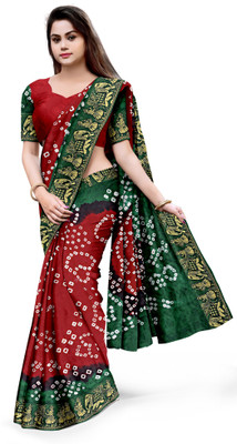 DHARMRAJ ENTERPRISE Woven Bandhani Art Silk Saree(Red)