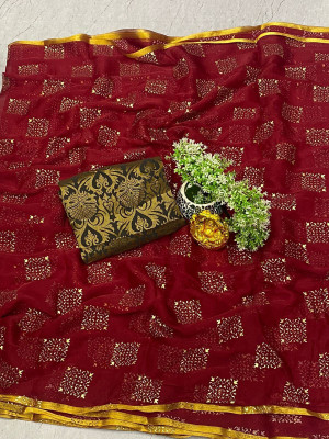 HouseOfCommon Embellished Bollywood Polyester Saree(Maroon)