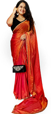 SnehaFashion Creation Solid/Plain Bollywood Georgette Saree(Orange)