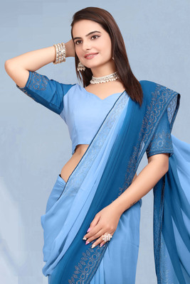 SHELDROM MART Embellished Bollywood Georgette Saree(Purple)