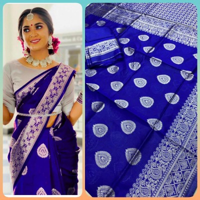 Pal Enterprise Woven Dharmavaram Jacquard Saree(Blue)