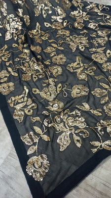 A To Z Cart Embroidered Bollywood Georgette Saree(Black, Gold)