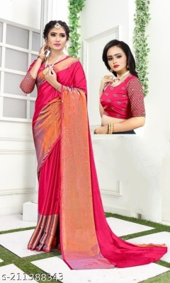 Amavii Self Design Bollywood Chiffon Saree(Pink)