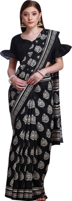 Divastri Printed Daily Wear Silk Blend Saree(Black)