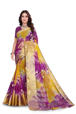 Aarunika IC Self Design Bollywood Organza Saree(Magenta)