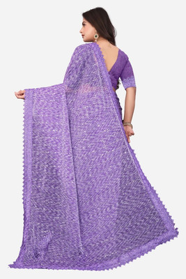 Lighthouse Solid/Plain Bollywood Lycra Blend Saree(Purple)