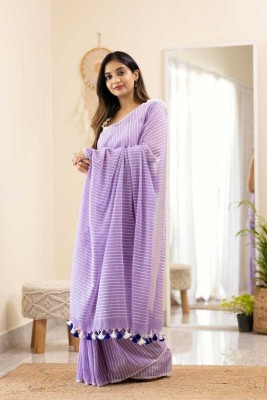 SeemaSaree Solid/Plain Bollywood Cotton Linen Saree(Purple)