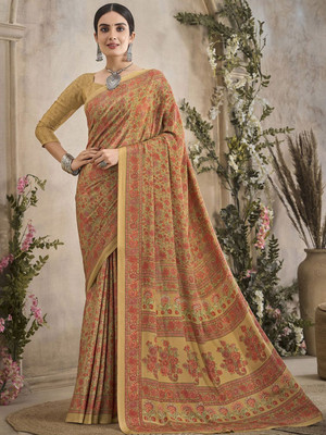 Anouk Rustic Printed Daily Wear Crepe Saree(Beige)