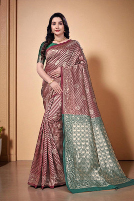 JAY KHODIYAR EMBROIDERY Self Design, Woven Bollywood Jacquard Saree(Maroon)