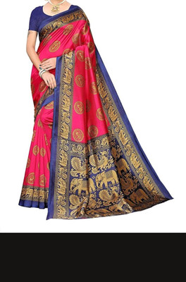 Wonaya Fab Self Design Handloom Art Silk Saree(Yellow)