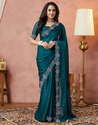Tasrika Embellished, Self Design Bollywood Georgette Saree(Green)