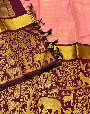 MIRMAN Woven Banarasi Pure Silk Saree(Pink)
