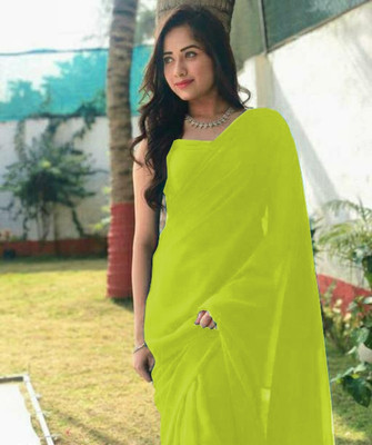sareya veela Self Design Daily Wear Georgette Saree(Yellow)