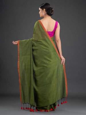 Bhadra Shopping Store Printed Sambalpuri Viscose Rayon, Cotton Blend Saree(Green)