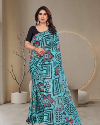 Jayu Embroidered Bollywood Georgette Saree(Light Blue)