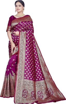 HouseOfCommon Woven Kanjivaram Pure Silk Saree(Purple)