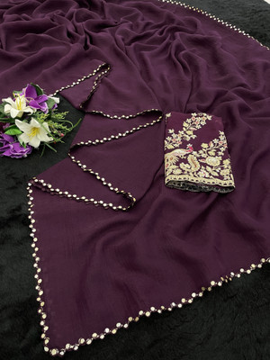 K 5 FASHION Embroidered, Self Design Bollywood Tissue Saree(Maroon)