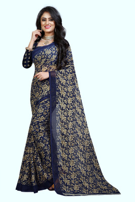 Vimalnath Synthetics Printed Daily Wear Georgette Saree(Blue)