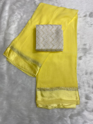 V And V Shop Solid/Plain Bollywood Viscose Rayon Saree(Multicolor)