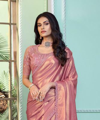 ANOUK Embellished Daily Wear Polyester Saree(Pink)